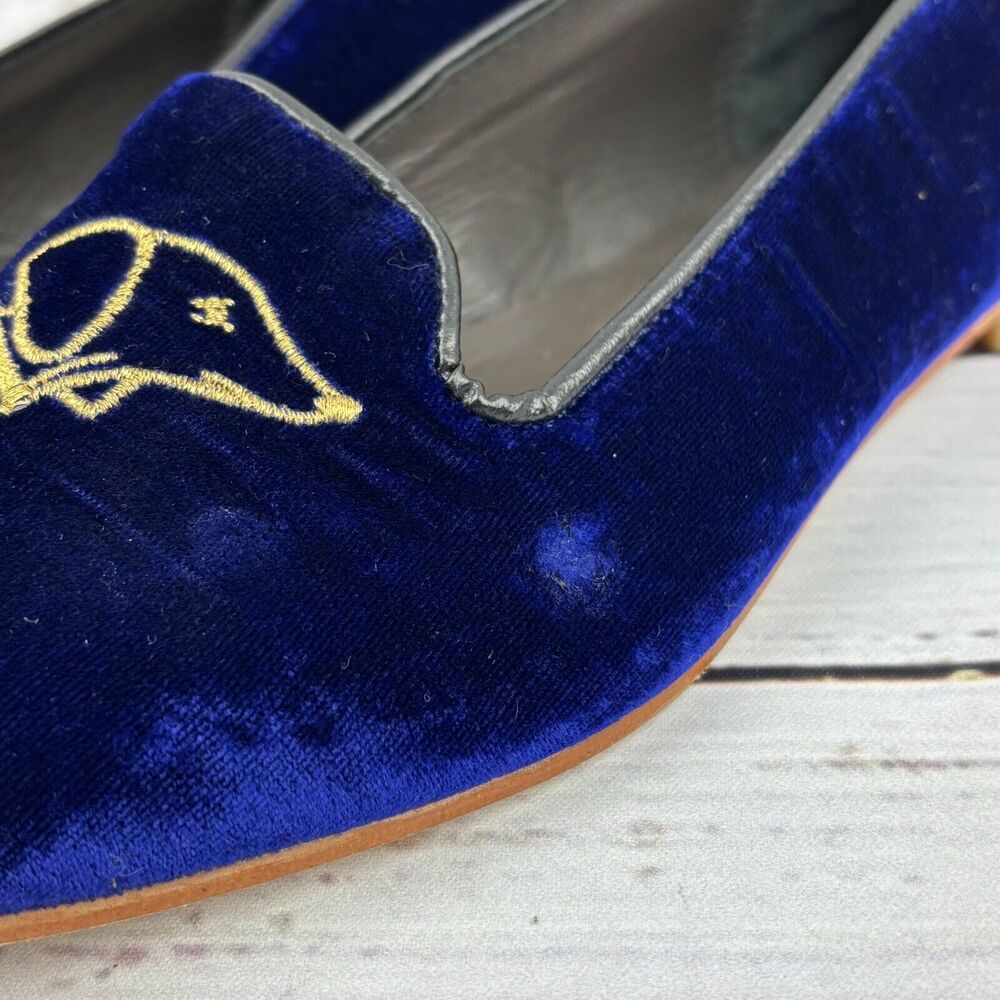 Geppettos Blue Velvet Dog Embroidered Slip On Shoes Flats Spain 35 EU 4.5 US‎ - Picture 8 of 12